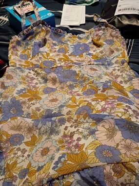 Lush Cream Floral-Trim Cami Dress